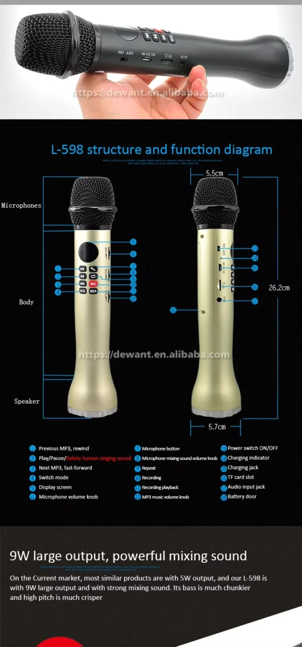 Karaoke L - 598 Bluetooth Microphone Portable