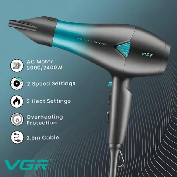 VGR V-455 Essential Dry Care Hair Dryer Salon Series for Women - Image 3