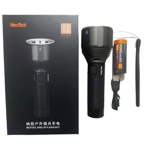 NexTool Rechargeable Flashlight 5000mAh 2000lm 380m 5Modes IPX7 Waterproof LED Light Type-C