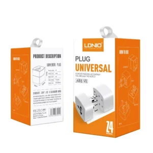 LDNIO Z4 Universal Plug Adapter ABS VO with UK/EU/US/AU Pin & 2 Universal Socket (6A)