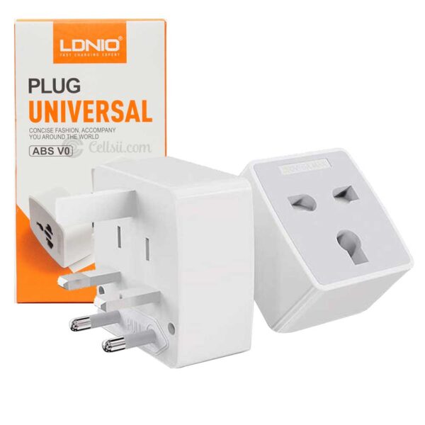 LDNIO Z4 Universal Plug Adapter ABS VO with UK/EU/US/AU Pin & 2 Universal Socket (6A)