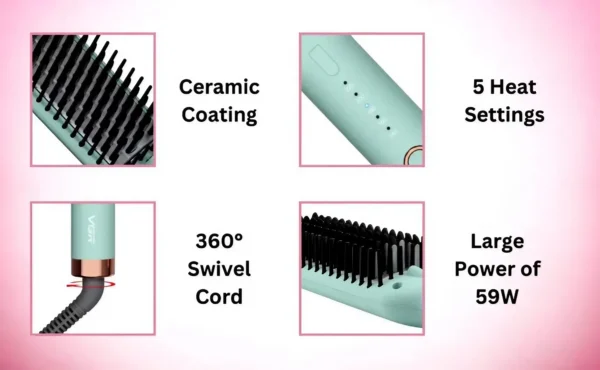 VGR V-592 Hair Straightener Hot Comb and Brush for Women