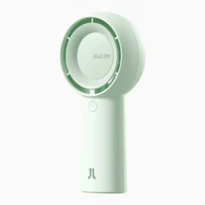 JISULIFE FA43 Handheld Turbo Fan. Powered by a 4000mAh battery, it offers 5-speed turbo airflow, up to 16 hours runtime, USB fast charging,