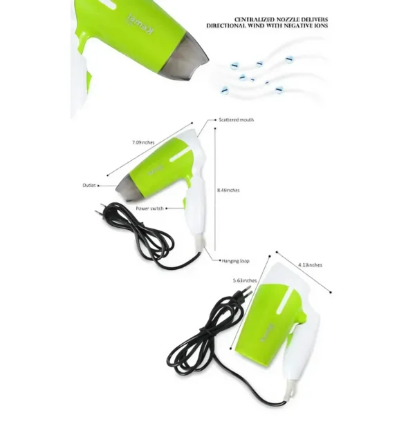 Kemei KM-6830 Professional Hair Dryer for Women - Pink & Green - Image 3