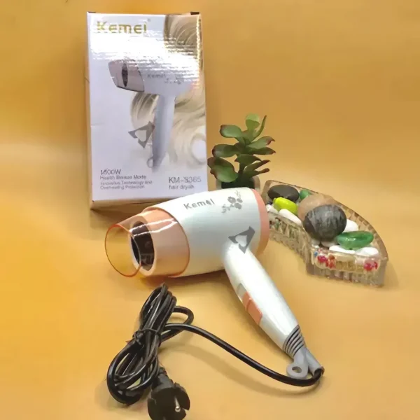 KEMEY KM-3365 Hot And Normal Air Foldable Hair Dryer - Image 3