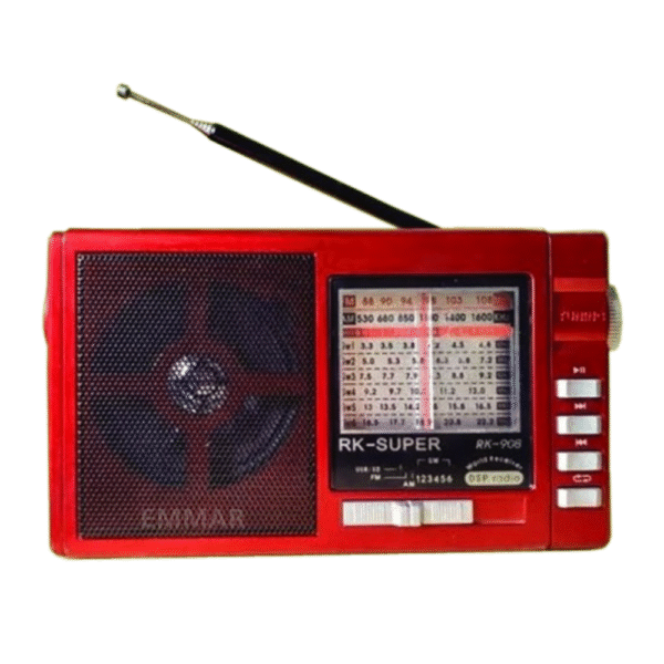 RK Super RK-908 8-Band Radio with USB SD Player and Torch Light is an all-in-one solution for entertainment and utility.