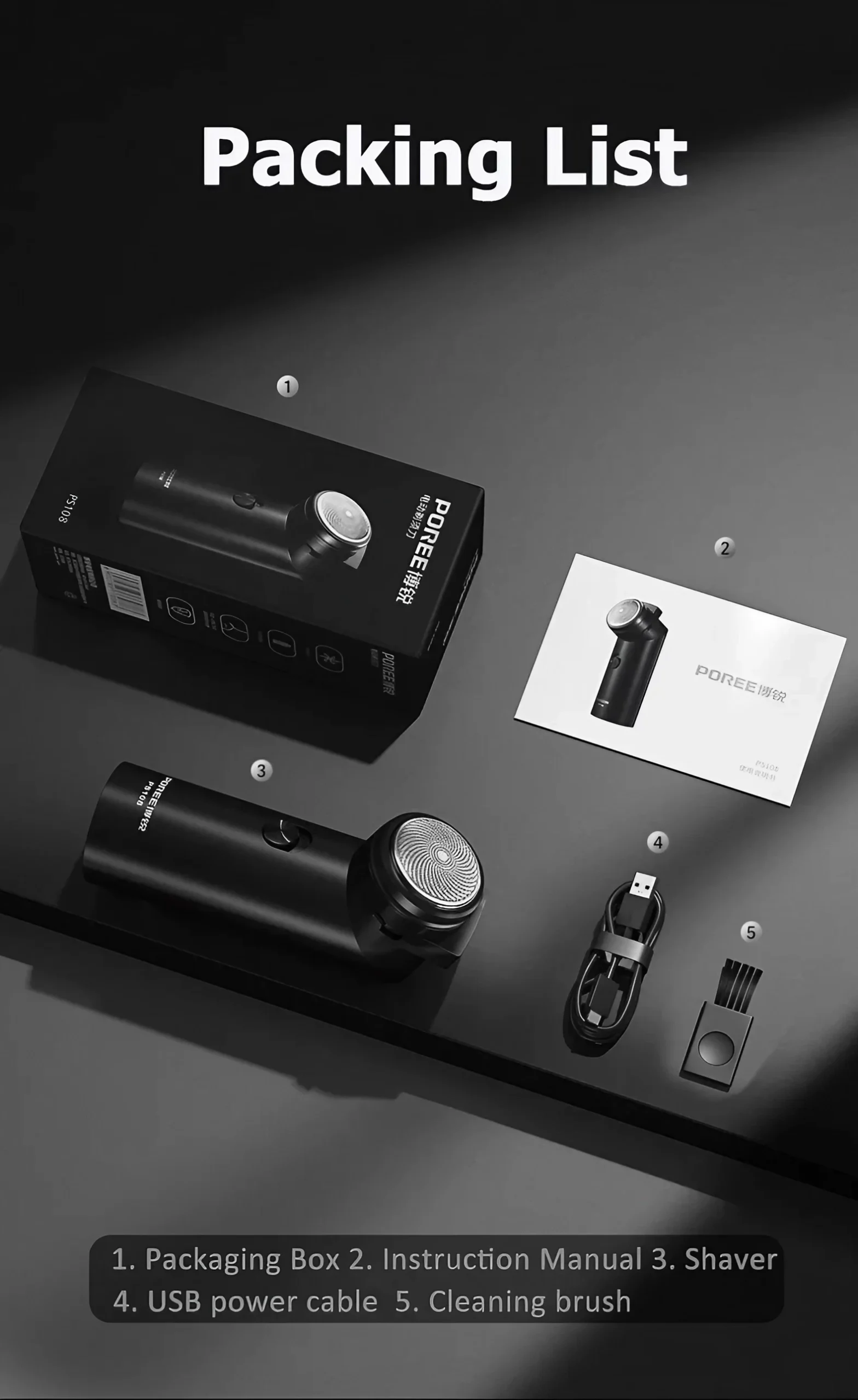 POREE Electric Razor Shaver for Men Rechargeable Waterproof Branded PS108 - Image 2